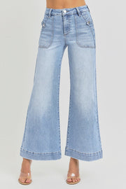 Motley High Rise Ankle Crop Wide Leg Jeans