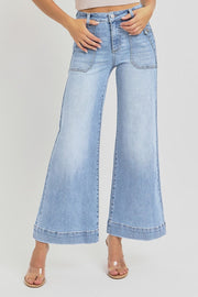 Motley High Rise Ankle Crop Wide Leg Jeans