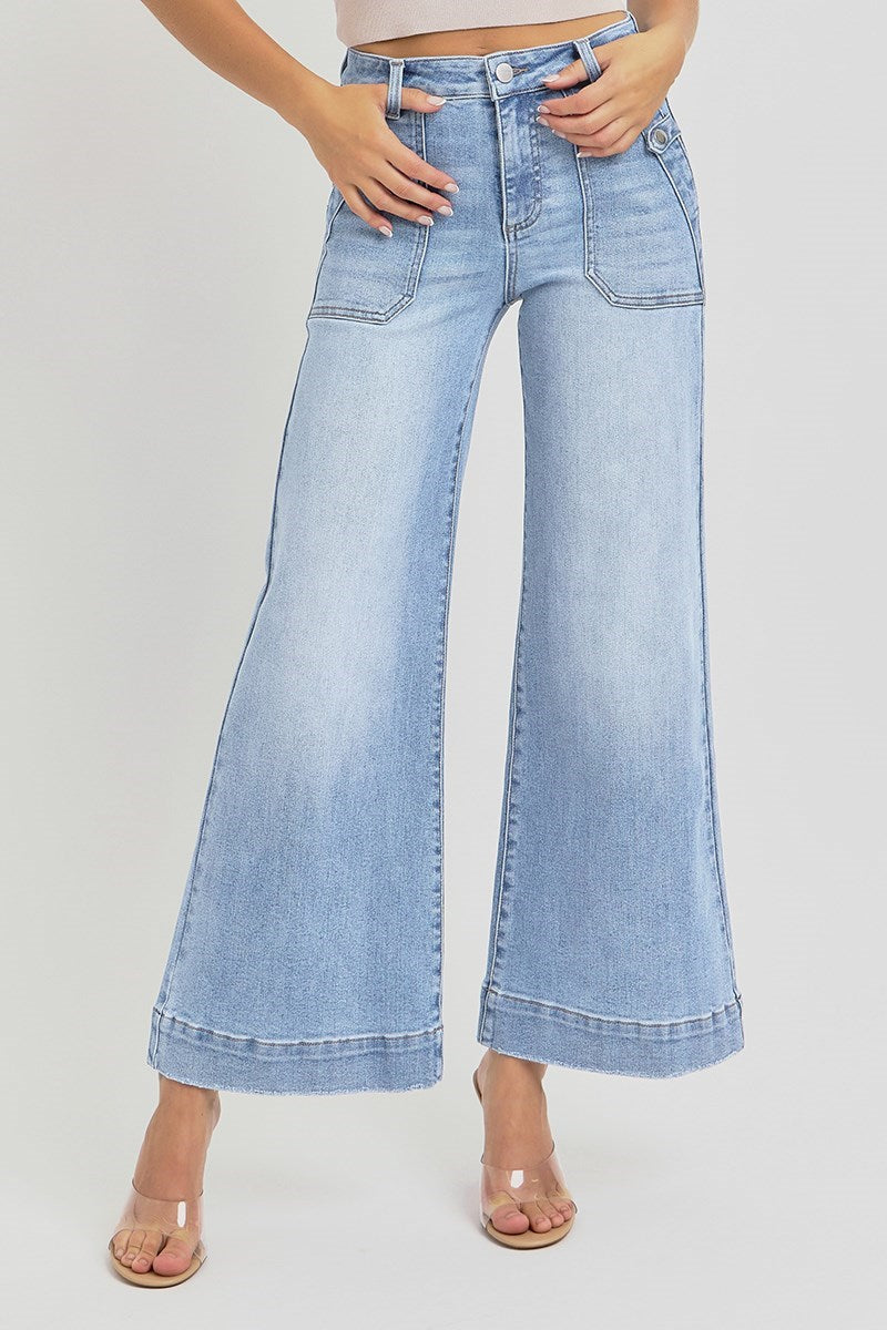 Motley High Rise Ankle Crop Wide Leg Jeans