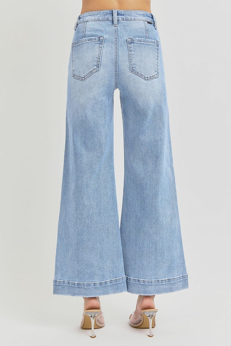 Motley High Rise Ankle Crop Wide Leg Jeans