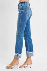 Footloose Tummy Control High Rise Cuffed Straight Leg Jeans