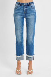 Footloose Tummy Control High Rise Cuffed Straight Leg Jeans