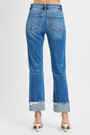 Footloose Tummy Control High Rise Cuffed Straight Leg Jeans