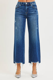 Risky Business High Rise Distressed Crop Wide Leg Jeans