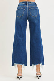 Risky Business High Rise Distressed Crop Wide Leg Jeans