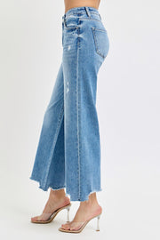 Risky Business High Rise Distressed Crop Wide Leg Jeans