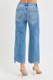 Risky Business High Rise Distressed Crop Wide Leg Jeans