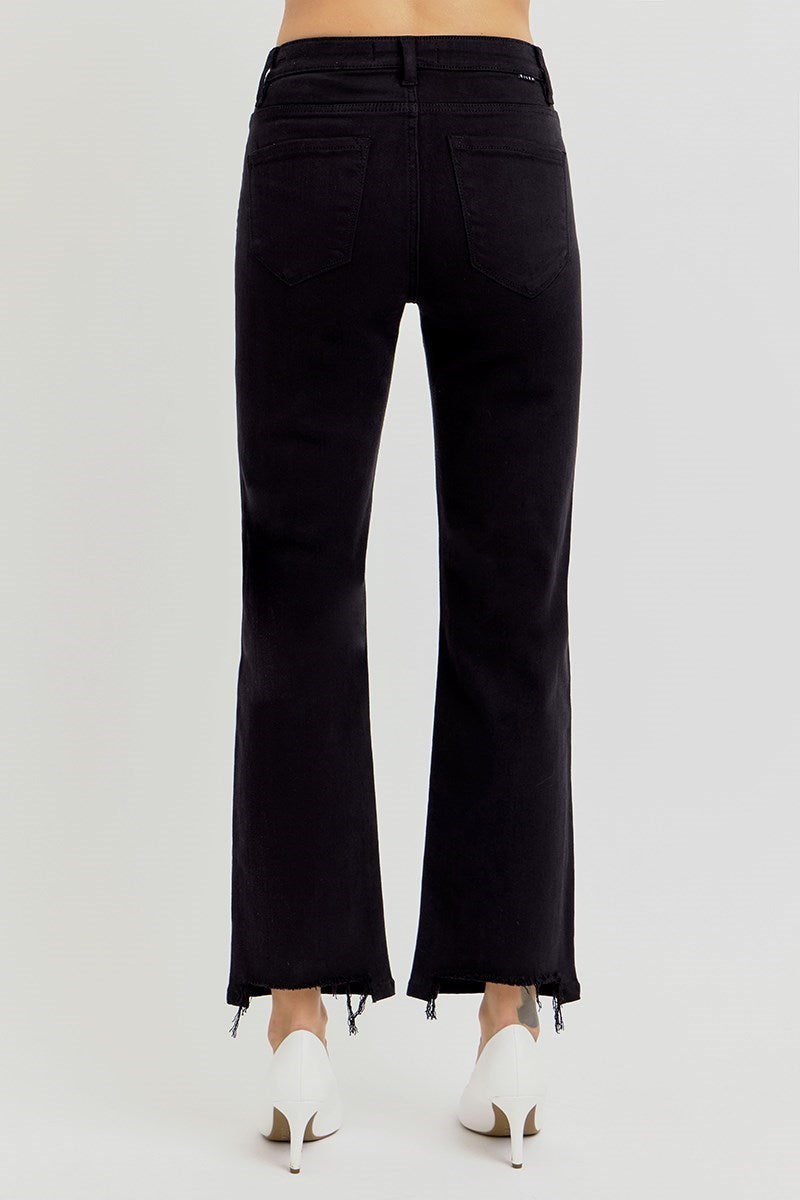 Black Ice TC High Rise Straight Fit Ankle Crop Jeans
