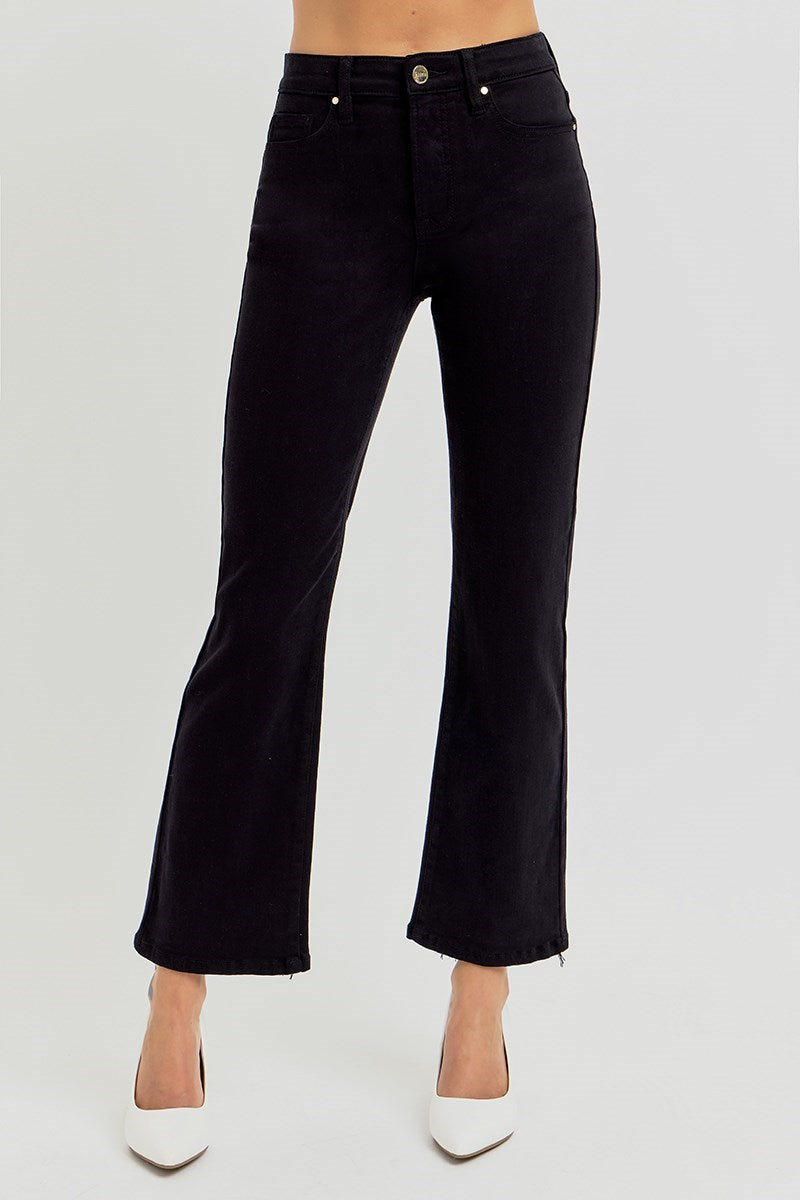Black Ice TC High Rise Straight Fit Ankle Crop Jeans