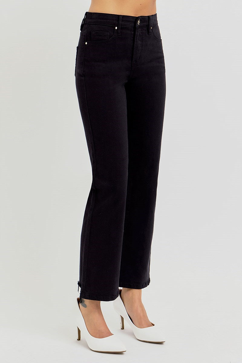 Black Ice TC High Rise Straight Fit Ankle Crop Jeans