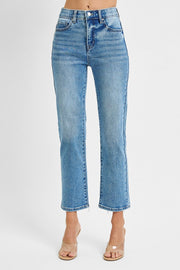 Phoenix Tummy Control High Rise Straight Fit Ankle Crop Jeans
