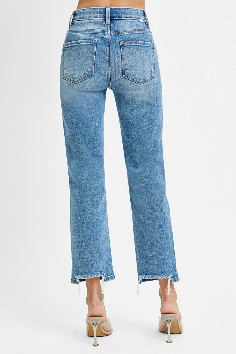 Phoenix Tummy Control High Rise Straight Fit Ankle Crop Jeans