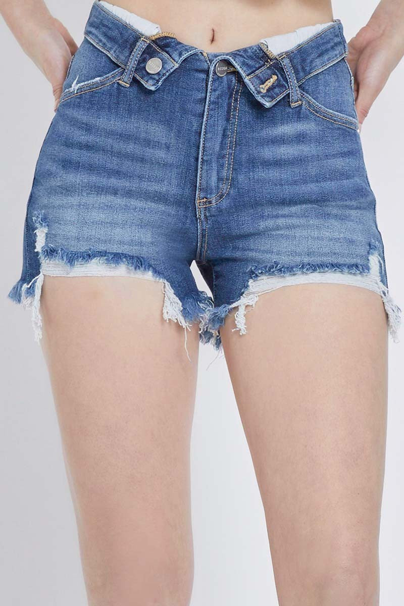 Risen High Rise Folded Waist Shorts