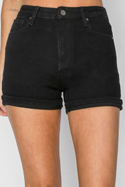 Risen High Rise Cuffed Shorts-Black