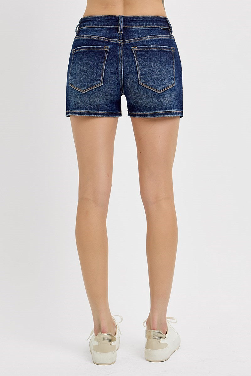 Risen High Rise Button Front Patch Pocket Shorts