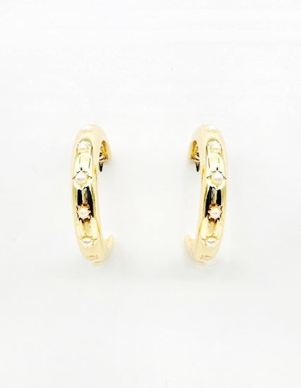 Meghan Browne Romy Gold Hoop Earrings with Pearl Accents