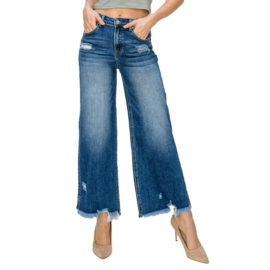 Blaze of Glory High Rise Side Slit Ankle Crop Jeans