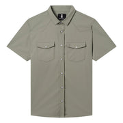 Go Everywhere Solid Pearl Snap Short Sleeve Shirt by Raised By Coyotes