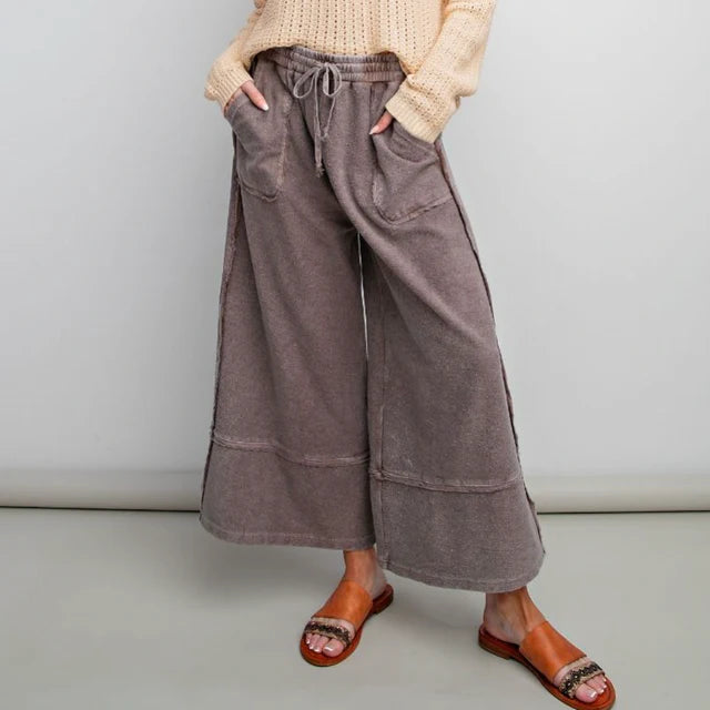 Erin Mineral Washed Terry Knit Palazzo Pants