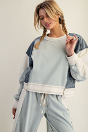 Jensen Color-Block Long Sleeve Pullover Lounge Top