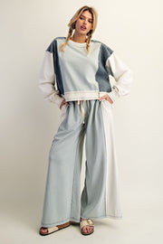 Jensen Color-Block Drawstring Wide Leg Lounge Pants