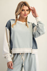 Jensen Color-Block Long Sleeve Pullover Lounge Top