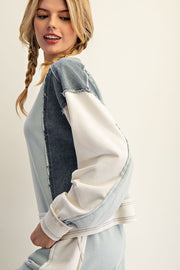 Jensen Color-Block Long Sleeve Pullover Lounge Top