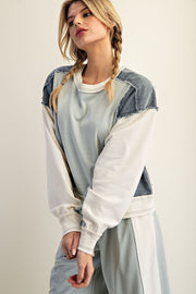 Jensen Color-Block Long Sleeve Pullover Lounge Top