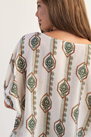 Elliotte Geometric Flower Blouse Top