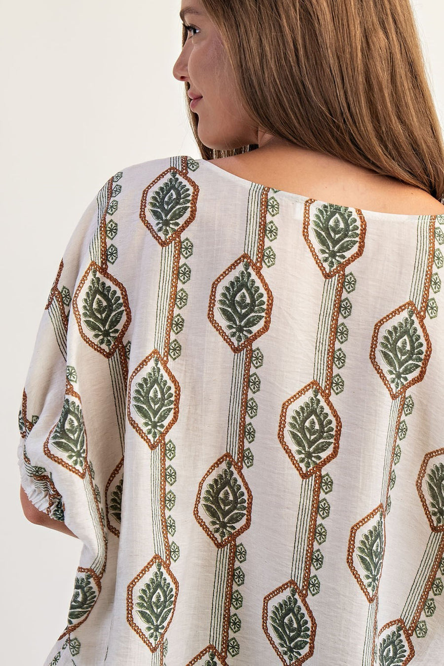 Elliotte Geometric Flower Blouse Top