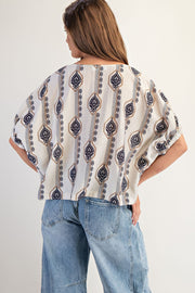 Elliotte Geometric Flower Blouse Top