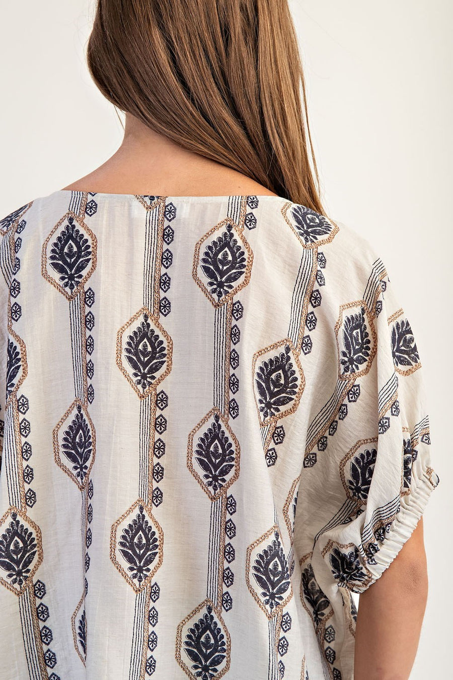 Elliotte Geometric Flower Blouse Top