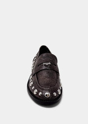 Trisha - Dark Taupe - Metallic Stud Loafer by Shu Shop