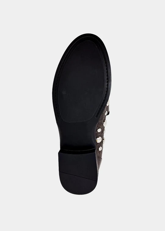 Trisha - Dark Taupe - Metallic Stud Loafer by Shu Shop