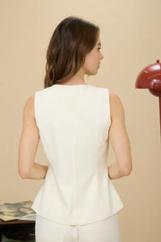 Diana Split Front Long Line Button Vest Top