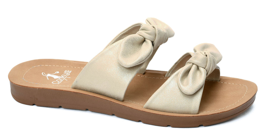 Corkys Take a Bow Double-Strap Bow-Tie Slide Sandal