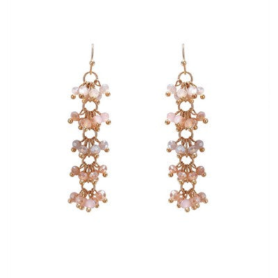 Meghan Browne Unice Pink Multi Cluster Beaded Dangle Earring