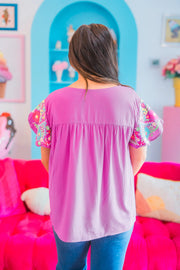 Violet Embroidered Tunic Top