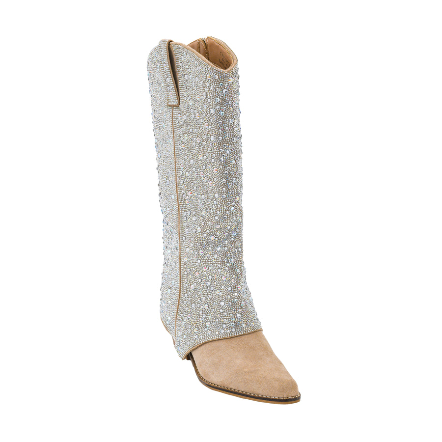 Hey Girl By Corkys WHAT THE CUFF Rhinestone Cuffed Suede Tall Boot