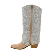 Hey Girl By Corkys WHAT THE CUFF Rhinestone Cuffed Suede Tall Boot