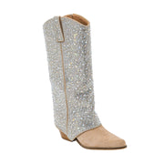 Hey Girl By Corkys WHAT THE CUFF Rhinestone Cuffed Suede Tall Boot