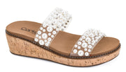 Corkys YES PLEASE Clear with Pearls Wedge Sandal