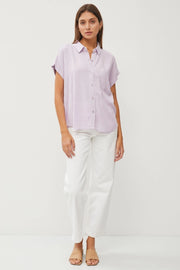 Bianca Solid Short Sleeve Button Down Shirt