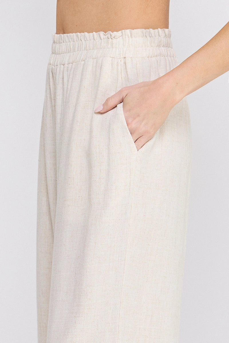 Cressy Wide Leg Tiered Hem Linen Pant