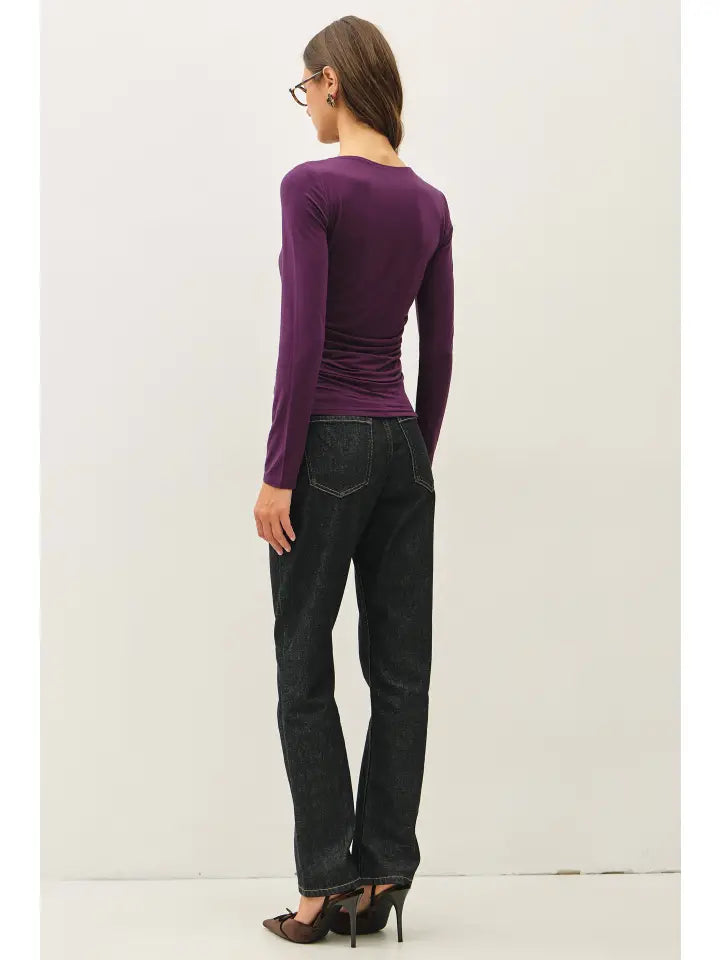 Caterina Boat Neck Long Sleeve Top