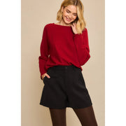 Vanderbilt Boatneck Dolman Long Sleeve Crop Sweater