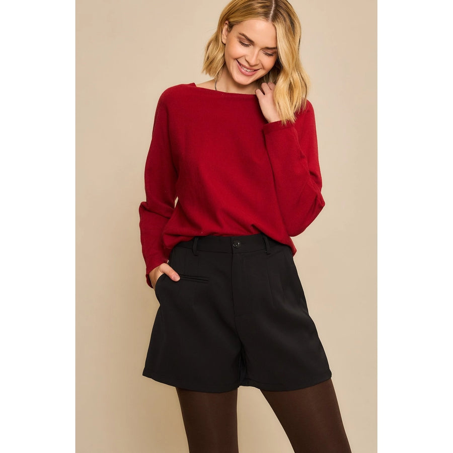 Vanderbilt Boatneck Dolman Long Sleeve Crop Sweater