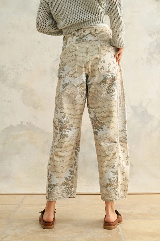 Vintage Roses Floral Printed Barrel Pants