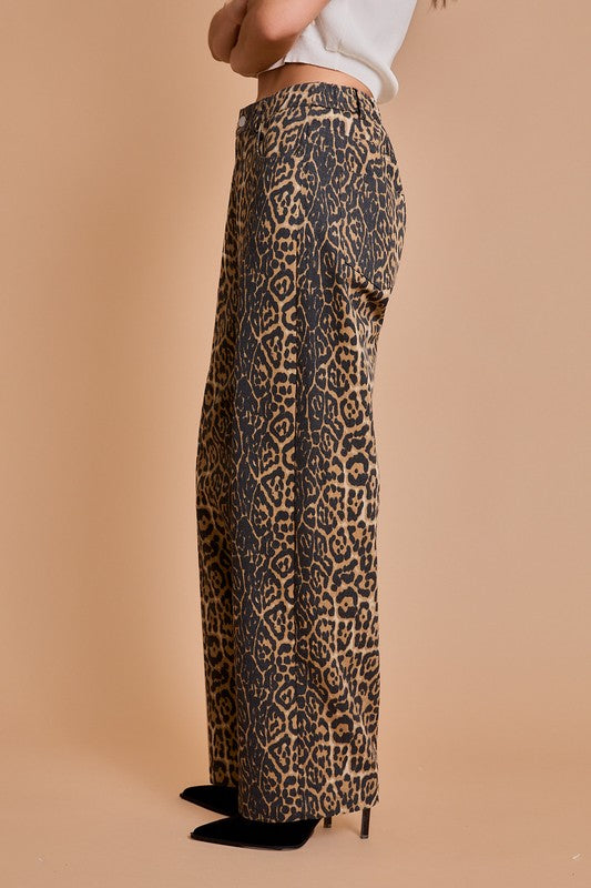 Nala Leopard Print Wide Leg Pants