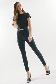 Jagger High Rise Coated Ankle Skinny Black Denim Jeans